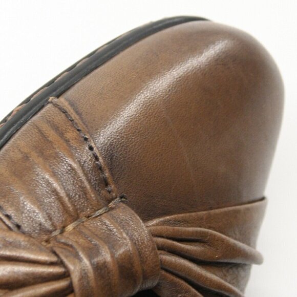 New Balance Cobb Hill Antique Brown Leather Pleated Knot Slip On Pump Heel Sz 10 - Picture 14 of 15
